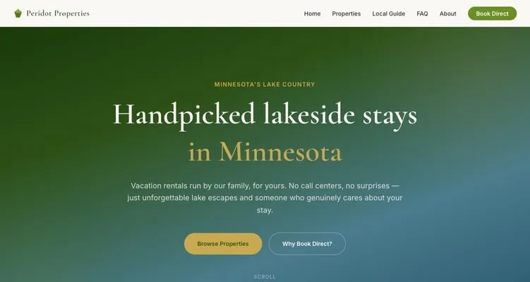 Peridot Properties lakeside rental preview
